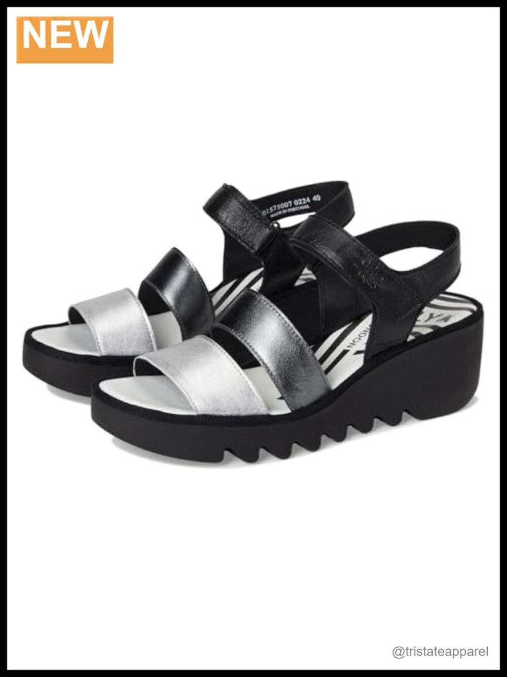 FLY London Leather Wedge Sandal Adjustable Slingback Comfort Footbed